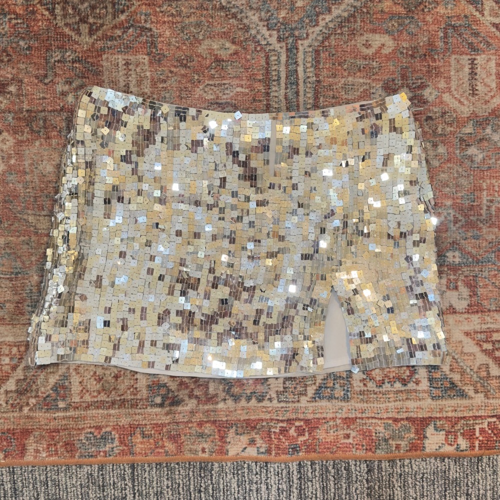 Vintage Silk Silver Mini Skirt
